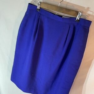 Vintage‎ 16(32”) Worthington Blue Pleated Knee Length Pencil Skirt Office Work